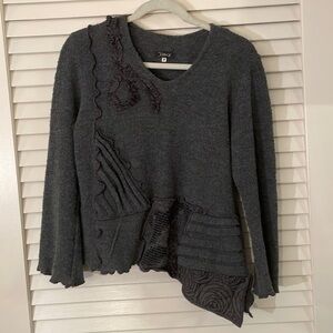 Jaskar Gray on Gray Asymmetrical  Varied Textured Sweater